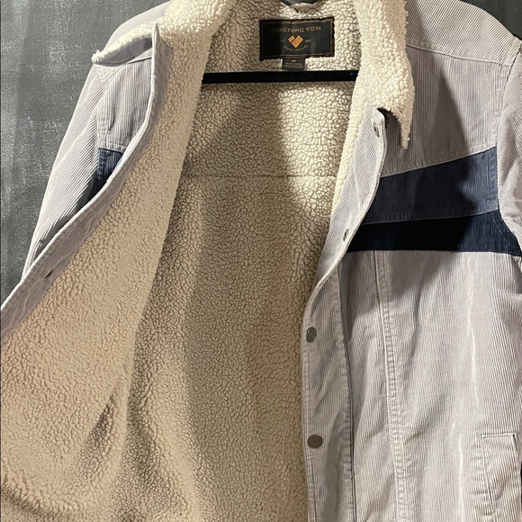 Obermeyer Men's Medium Condor Corduroy Jacket Shale Blue Grey Trucker Bomber - Picture 9 of 16